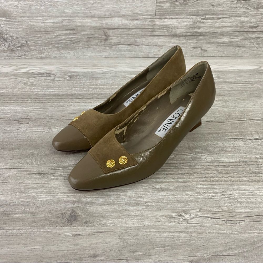 VTG Connie Erica Tan Half suede half Leather Heels